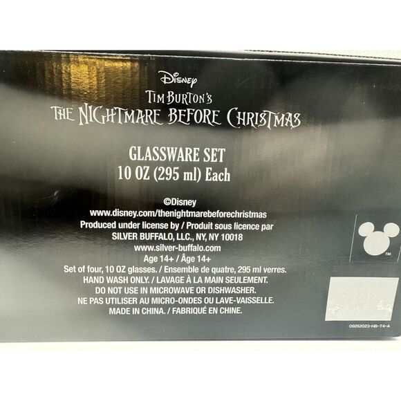 The Nightmare Before Christmas Glassware Set of 4 Glasses Disney Tim Burton 10oz - Picture 10 of 12